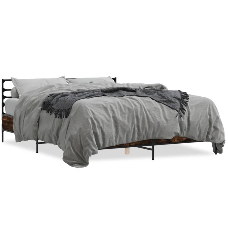 vidaXL Bettgestell Räuchereiche 150x200 cm Holzwerkstoff und Metall vidaXL Bettgestell Räuchereiche 150x200 cm Holzwerkstoff und Metall