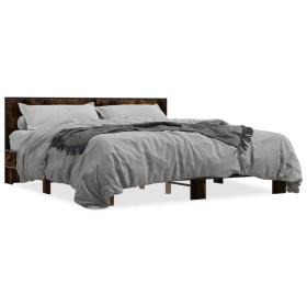 vidaXL Bettgestell Räuchereiche 180x200 cm Holzwerkstoff und Metall