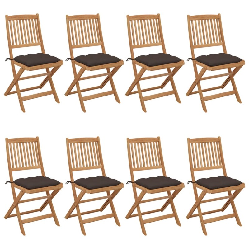 Klappbare Gartenstühle 8 Stk. mit Kissen Massivholz Akazie Klappbare Gartenstühle 8 Stk. mit Kissen Massivholz Akazie