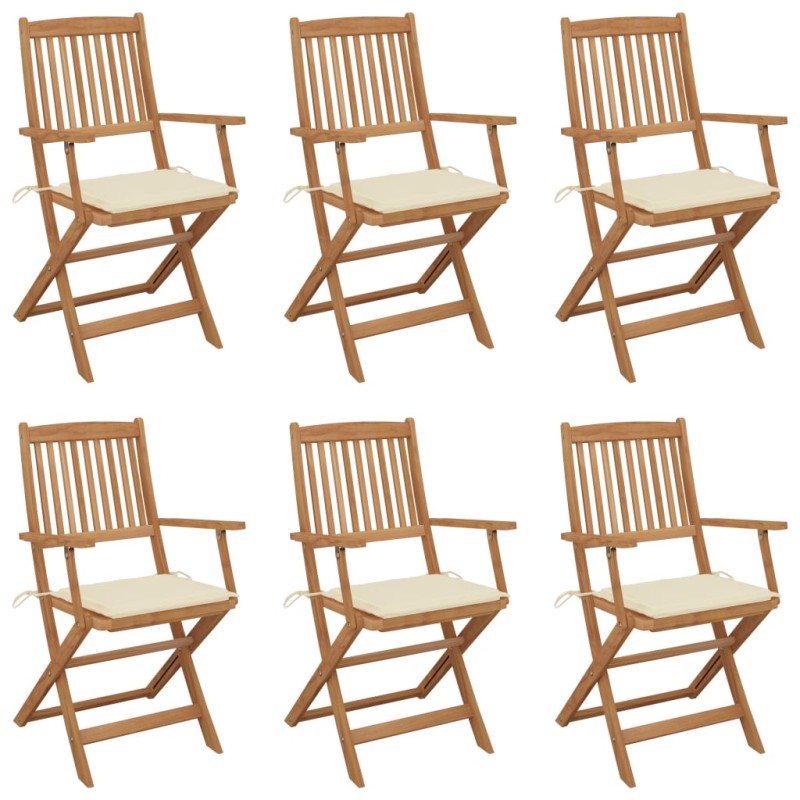 vidaXL Klappbare Gartenstühle 6 Stk. mit Kissen Massivholz Akazie vidaXL Klappbare Gartenstühle 6 Stk. mit Kissen Massivholz Akazie