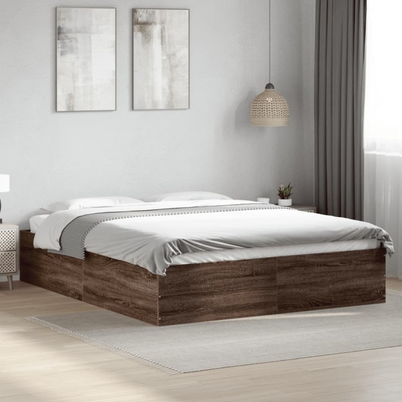 vidaXL Bettgestell Braun Eichen-Optik 160x200 cm Holzwerkstoff vidaXL Bettgestell Braun Eichen-Optik 160x200 cm Holzwerkstoff