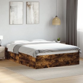 vidaXL Bettgestell Räuchereiche 120x200 cm Holzwerkstoff