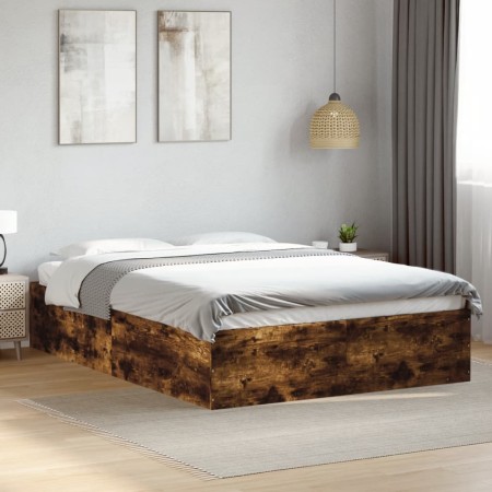vidaXL Bettgestell Räuchereiche 120x200 cm Holzwerkstoff