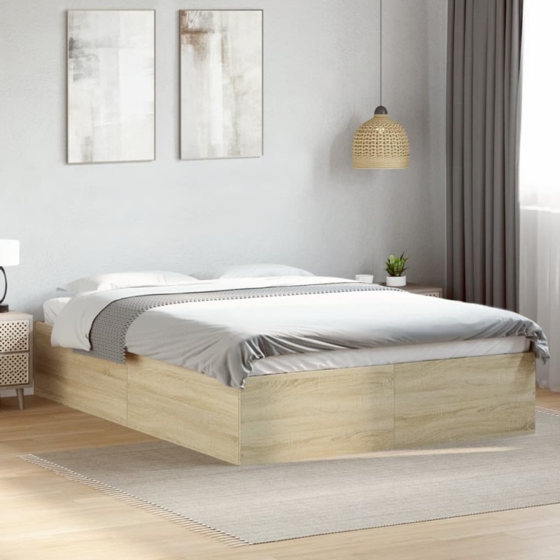 vidaXL Bettgestell Sonoma-Eiche 120x190 cm Holzwerkstoff vidaXL Bettgestell Sonoma-Eiche 120x190 cm Holzwerkstoff