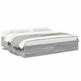 vidaXL Bettgestell Grau Sonoma 180x200 cm Holzwerkstoff