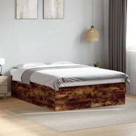 vidaXL Bettgestell Räuchereiche 160x200 cm Holzwerkstoff