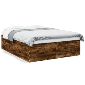 vidaXL Bettgestell Räuchereiche 160x200 cm Holzwerkstoff