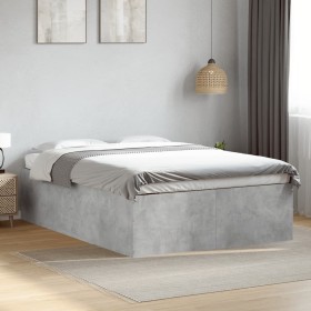 vidaXL Bettgestell Betongrau 135x190 cm Holzwerkstoff