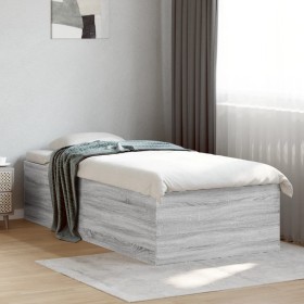 vidaXL Bettgestell Grau Sonoma 90x200 cm Holzwerkstoff