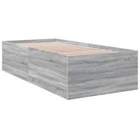 vidaXL Bettgestell Grau Sonoma 90x200 cm Holzwerkstoff