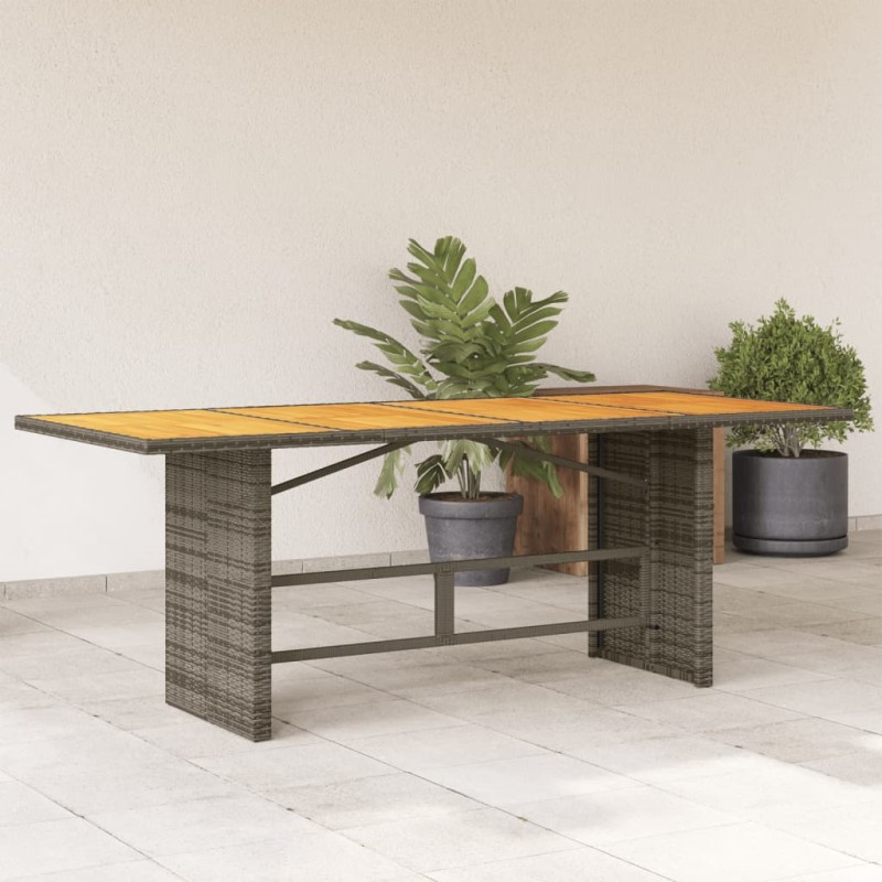 vidaXL Gartentisch mit Akazienholz-Platte Grau 190x80x75cm Poly Rattan vidaXL Gartentisch mit Akazienholz-Platte Grau 190x80x75cm Poly Rattan