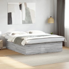 vidaXL Bettgestell Grau Sonoma 180x200 cm Holzwerkstoff