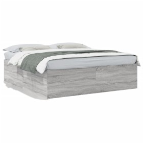 vidaXL Bettgestell Grau Sonoma 180x200 cm Holzwerkstoff