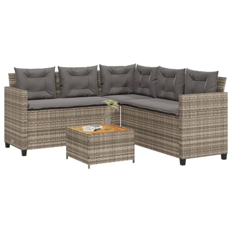 vidaXL Gartensofa in L-Form mit Tisch und Kissen Grau Poly Rattan vidaXL Gartensofa in L-Form mit Tisch und Kissen Grau Poly Rattan