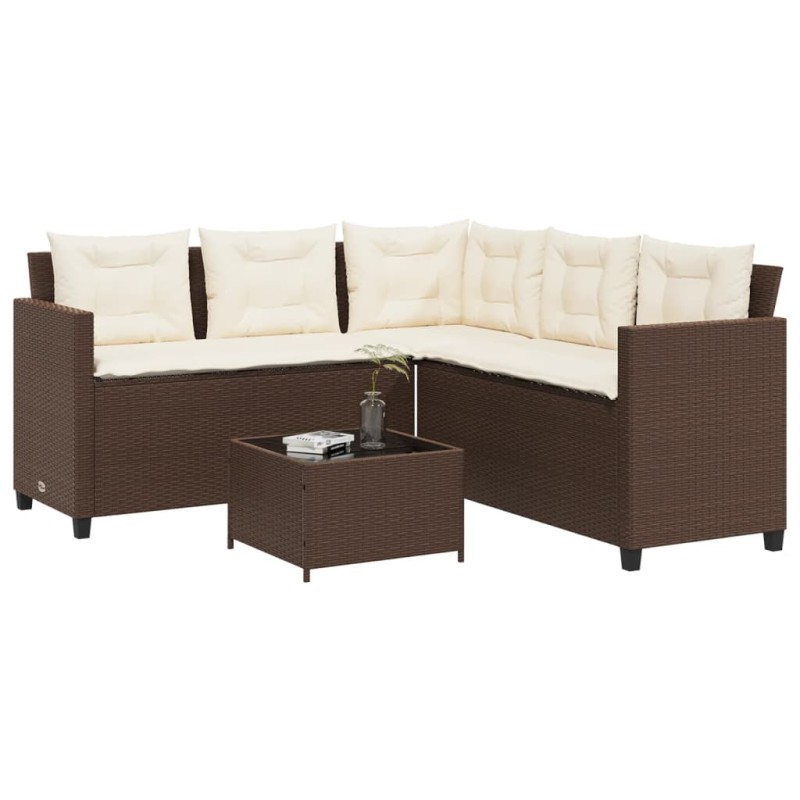 vidaXL Gartensofa in L-Form mit Tisch und Kissen Braun Poly Rattan vidaXL Gartensofa in L-Form mit Tisch und Kissen Braun Poly Rattan