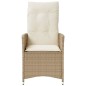vidaXL Gartensessel mit Kissen Verstellbar Beige Poly Rattan vidaXL Gartensessel mit Kissen Verstellbar Beige Poly Rattan