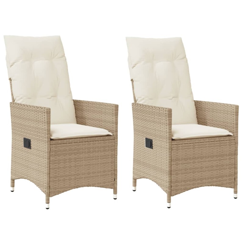 vidaXL Gartensessel mit Kissen 2 Stk. Verstellbar Beige Poly Rattan vidaXL Gartensessel mit Kissen 2 Stk. Verstellbar Beige Poly Rattan