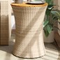 vidaXL Garten-Beistelltisch Trommelform Beige Poly Rattan Massivholz vidaXL Garten-Beistelltisch Trommelform Beige Poly Rattan Massivholz
