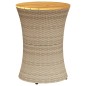 vidaXL Garten-Beistelltisch Trommelform Beige Poly Rattan Massivholz vidaXL Garten-Beistelltisch Trommelform Beige Poly Rattan Massivholz