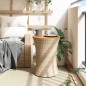 vidaXL Garten-Beistelltisch Trommelform Beige Poly Rattan Massivholz vidaXL Garten-Beistelltisch Trommelform Beige Poly Rattan Massivholz