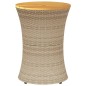 vidaXL Garten-Beistelltisch Trommelform Beige Poly Rattan Massivholz vidaXL Garten-Beistelltisch Trommelform Beige Poly Rattan Massivholz