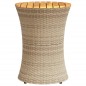 vidaXL Garten-Beistelltisch Trommelform Beige Poly Rattan Massivholz vidaXL Garten-Beistelltisch Trommelform Beige Poly Rattan Massivholz