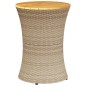 vidaXL Garten-Beistelltisch Trommelform Beige Poly Rattan Massivholz vidaXL Garten-Beistelltisch Trommelform Beige Poly Rattan Massivholz