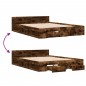 vidaXL Bettgestell mit Schubladen Räuchereiche 160x200cm Holzwerkstoff vidaXL Bettgestell mit Schubladen Räuchereiche 160x200cm Holzwerkstoff