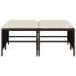 vidaXL Gartenhocker mit Kissen 4 Stk. Braun Poly Rattan vidaXL Gartenhocker mit Kissen 4 Stk. Braun Poly Rattan