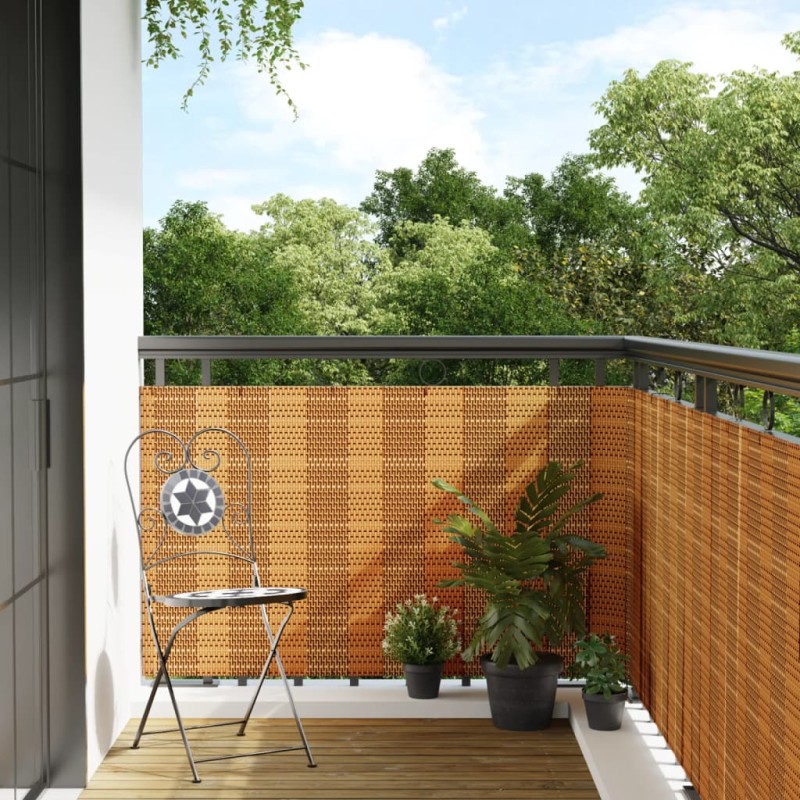 vidaXL Balkon-Sichtschutz Hellbraun 400x100 cm Poly Rattan vidaXL Balkon-Sichtschutz Hellbraun 400x100 cm Poly Rattan