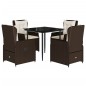 vidaXL 5-tlg. Garten-Essgruppe mit Kissen Braun Poly Rattan vidaXL 5-tlg. Garten-Essgruppe mit Kissen Braun Poly Rattan