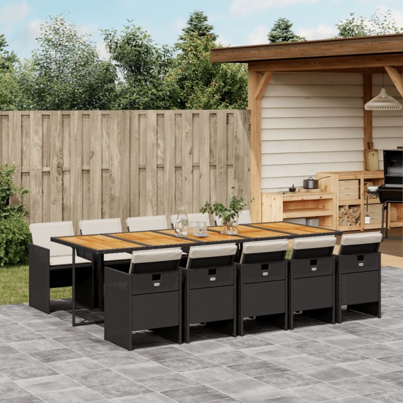 vidaXL 11-tlg. Garten-Essgruppe mit Kissen Schwarz Poly Rattan vidaXL 11-tlg. Garten-Essgruppe mit Kissen Schwarz Poly Rattan