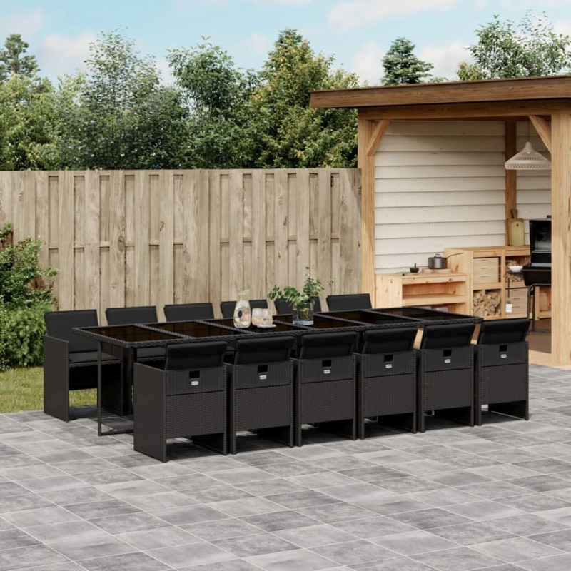 vidaXL 13-tlg. Garten-Essgruppe mit Kissen Schwarz Poly Rattan vidaXL 13-tlg. Garten-Essgruppe mit Kissen Schwarz Poly Rattan