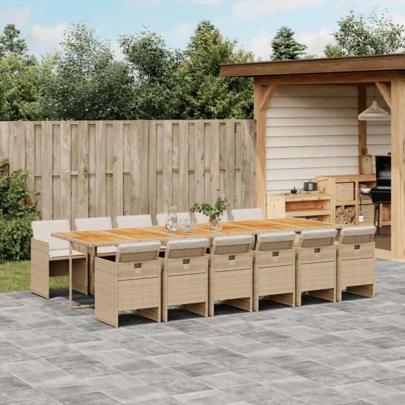 vidaXL 13-tlg. Garten-Essgruppe mit Kissen Beige Poly Rattan vidaXL 13-tlg. Garten-Essgruppe mit Kissen Beige Poly Rattan