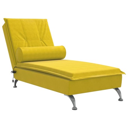 vidaXL Massage-Chaiselongue mit Nackenrolle Gelb Samt