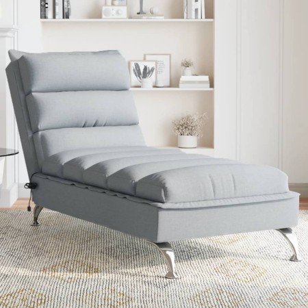 vidaXL Massage-Chaiselongue mit Kissen Hellgrau Stoff