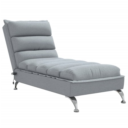 vidaXL Massage-Chaiselongue mit Kissen Hellgrau Stoff