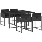 vidaXL 5-tlg. Garten-Essgruppe mit Kissen Schwarz Poly Rattan vidaXL 5-tlg. Garten-Essgruppe mit Kissen Schwarz Poly Rattan