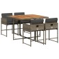 vidaXL 5-tlg. Garten-Essgruppe mit Kissen Grau Poly Rattan vidaXL 5-tlg. Garten-Essgruppe mit Kissen Grau Poly Rattan