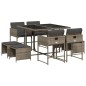 vidaXL 9-tlg. Garten-Essgruppe mit Kissen Grau Poly Rattan vidaXL 9-tlg. Garten-Essgruppe mit Kissen Grau Poly Rattan