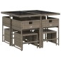 vidaXL 9-tlg. Garten-Essgruppe mit Kissen Grau Poly Rattan vidaXL 9-tlg. Garten-Essgruppe mit Kissen Grau Poly Rattan