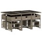 vidaXL 11-tlg. Garten-Essgruppe mit Kissen Grau Poly Rattan