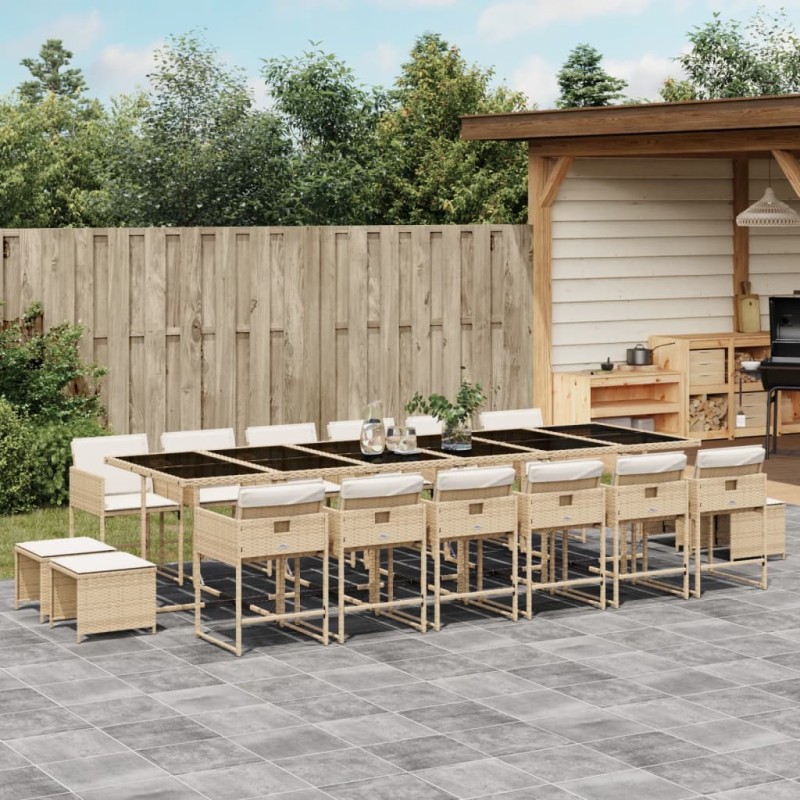 vidaXL 17-tlg. Garten-Essgruppe mit Kissen Beige Poly Rattan vidaXL 17-tlg. Garten-Essgruppe mit Kissen Beige Poly Rattan
