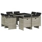 vidaXL 9-tlg. Garten-Essgruppe mit Kissen Hellgrau Poly Rattan vidaXL 9-tlg. Garten-Essgruppe mit Kissen Hellgrau Poly Rattan