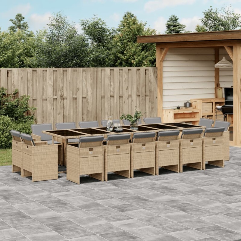 vidaXL 17-tlg. Garten-Essgruppe mit Kissen Beigemischung Poly Rattan vidaXL 17-tlg. Garten-Essgruppe mit Kissen Beigemischung Poly Rattan