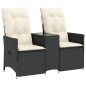 vidaXL Gartensofa 2-Sitzer Verstellbar mit Tisch Schwarz Poly Rattan vidaXL Gartensofa 2-Sitzer Verstellbar mit Tisch Schwarz Poly Rattan