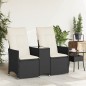 vidaXL Gartensofa 2-Sitzer Verstellbar mit Tisch Schwarz Poly Rattan vidaXL Gartensofa 2-Sitzer Verstellbar mit Tisch Schwarz Poly Rattan