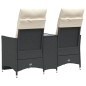 vidaXL Gartensofa 2-Sitzer Verstellbar mit Tisch Schwarz Poly Rattan vidaXL Gartensofa 2-Sitzer Verstellbar mit Tisch Schwarz Poly Rattan