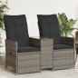 vidaXL Gartensofa 2-Sitzer Verstellbar mit Tisch Grau Poly Rattan vidaXL Gartensofa 2-Sitzer Verstellbar mit Tisch Grau Poly Rattan