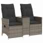 vidaXL Gartensofa 2-Sitzer Verstellbar mit Tisch Grau Poly Rattan vidaXL Gartensofa 2-Sitzer Verstellbar mit Tisch Grau Poly Rattan